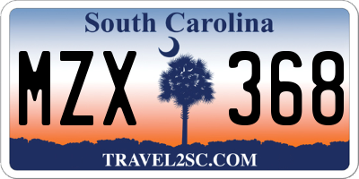 SC license plate MZX368