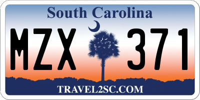 SC license plate MZX371