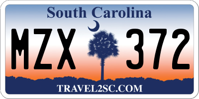 SC license plate MZX372