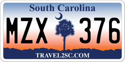 SC license plate MZX376