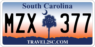 SC license plate MZX377