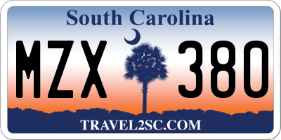 SC license plate MZX380