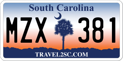 SC license plate MZX381