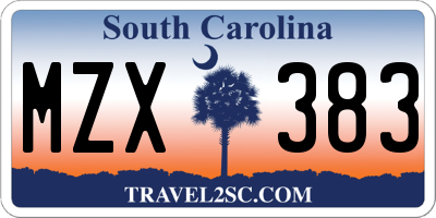SC license plate MZX383