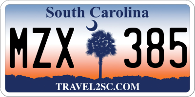 SC license plate MZX385