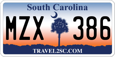 SC license plate MZX386