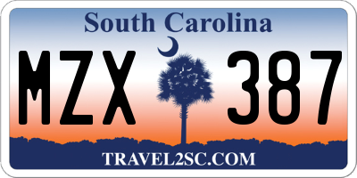 SC license plate MZX387