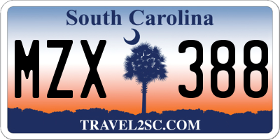 SC license plate MZX388
