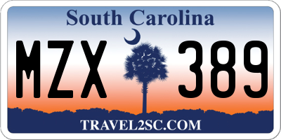 SC license plate MZX389
