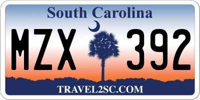 SC license plate MZX392