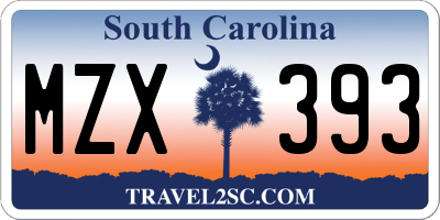 SC license plate MZX393