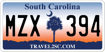 SC license plate MZX394