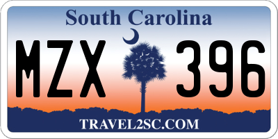 SC license plate MZX396
