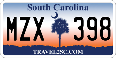 SC license plate MZX398