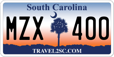 SC license plate MZX400