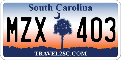SC license plate MZX403
