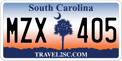 SC license plate MZX405