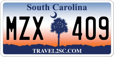 SC license plate MZX409