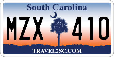 SC license plate MZX410