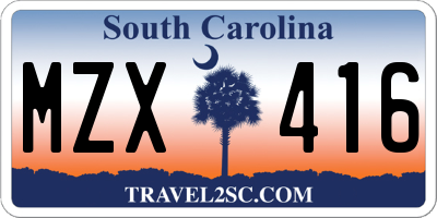SC license plate MZX416