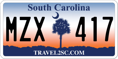 SC license plate MZX417