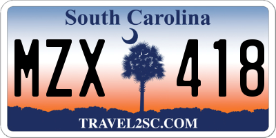 SC license plate MZX418