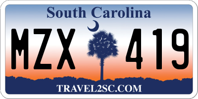 SC license plate MZX419