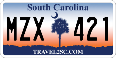 SC license plate MZX421