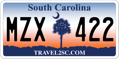 SC license plate MZX422
