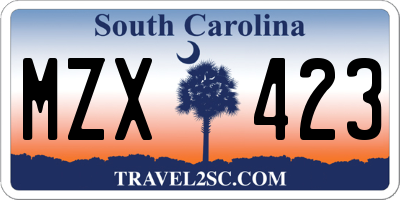 SC license plate MZX423