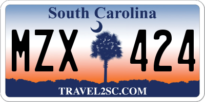 SC license plate MZX424