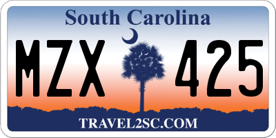 SC license plate MZX425