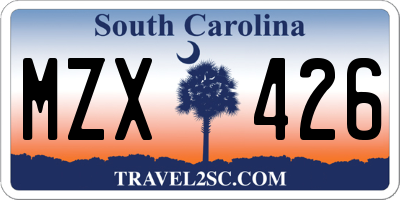 SC license plate MZX426