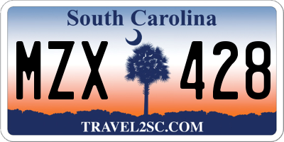 SC license plate MZX428