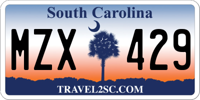 SC license plate MZX429