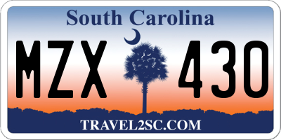 SC license plate MZX430
