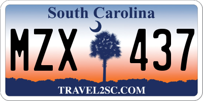 SC license plate MZX437