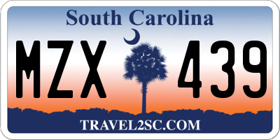 SC license plate MZX439