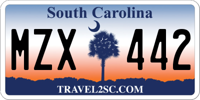 SC license plate MZX442