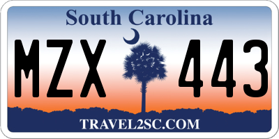 SC license plate MZX443