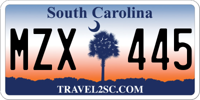 SC license plate MZX445