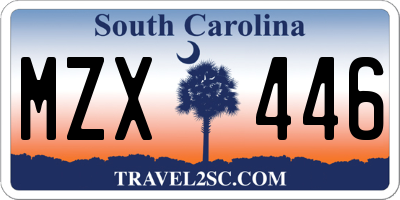 SC license plate MZX446