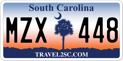 SC license plate MZX448