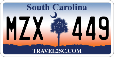 SC license plate MZX449