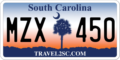 SC license plate MZX450