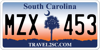 SC license plate MZX453