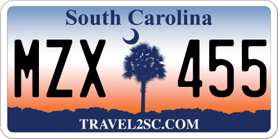 SC license plate MZX455