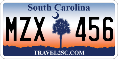 SC license plate MZX456