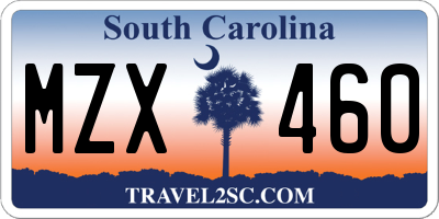 SC license plate MZX460