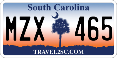 SC license plate MZX465